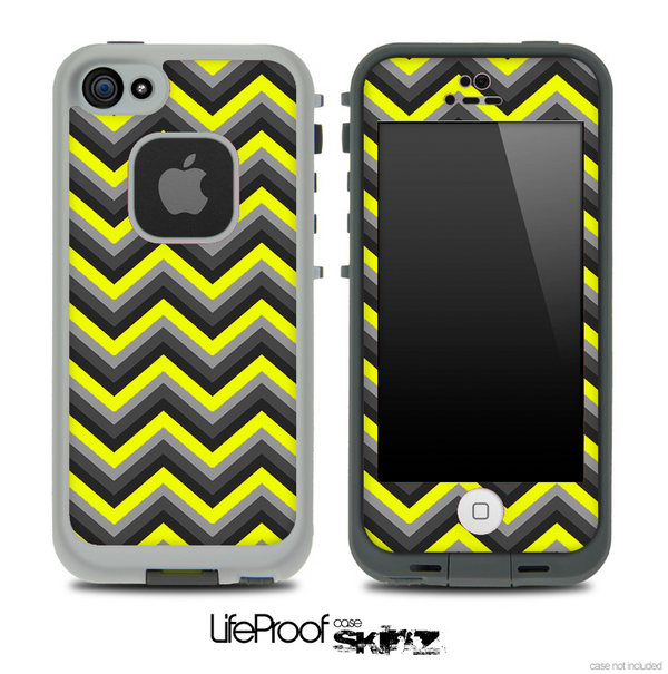 Black and Yellow Chevron V4 Skin for the iPhone 5 or 4/4s LifeProof Case