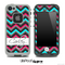 Name Script Turquoise and Pink Chevron V4 Skin for the iPhone 5 or 4/4s LifeProof Case