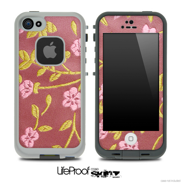 Pink Floral Fabric Pattern Skin for the iPhone 5 or 4/4s LifeProof Case