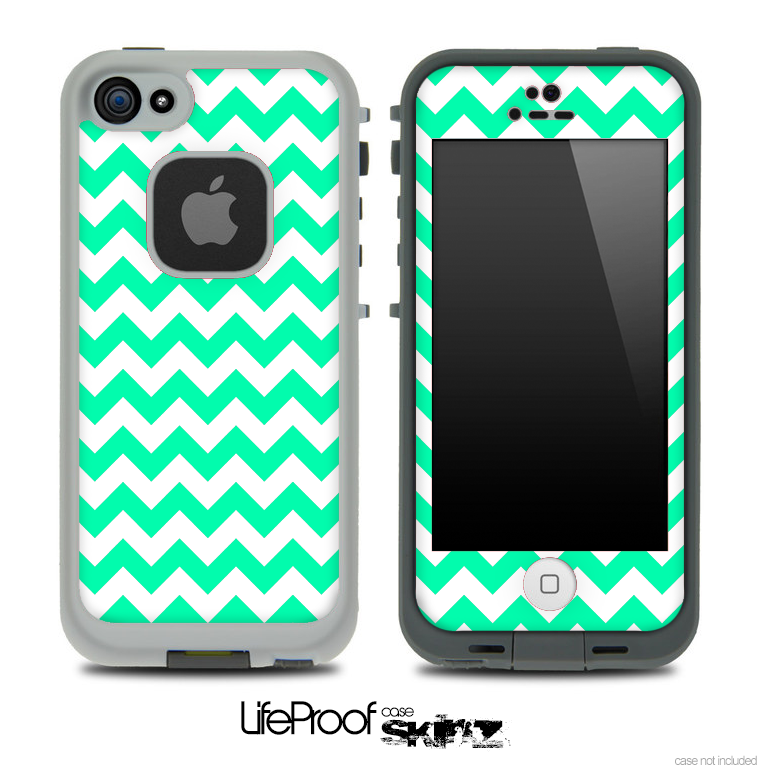 Trendy Green/White Chevron Skin for the iPhone 5 or 4/4s LifeProof Case