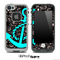 Black Floral Laced Sprout Print and Turquoise Anchor Skin for the iPhone 5 or 4/4s LifeProof Case