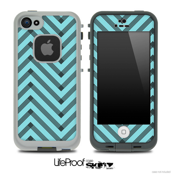 Sketchy Chevron Pattern Black and Trendy Blue Skin for the iPhone 5 or 4/4s LifeProof Case