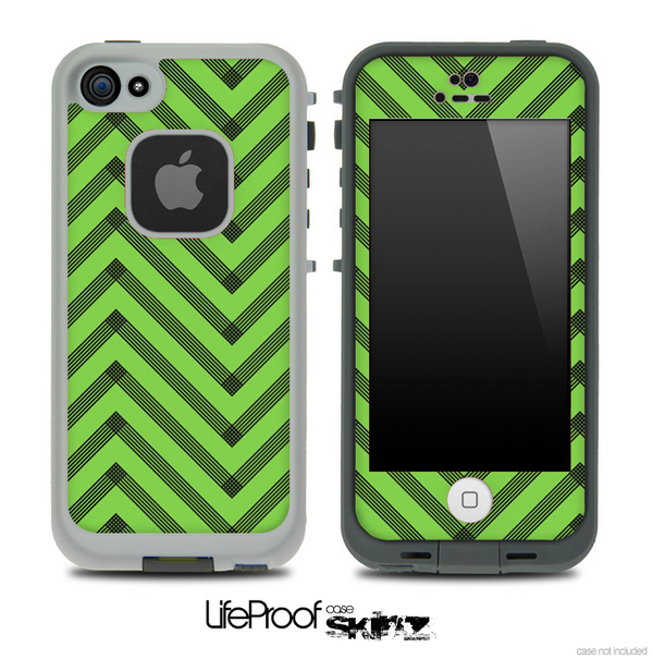 Sketchy Chevron Pattern Black and Subtle Green Skin for the iPhone 5 or 4/4s LifeProof Case
