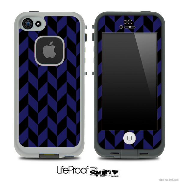 V5 Chevron Pattern Black and Blue Skin for the iPhone 5 or 4/4s LifeProof Case