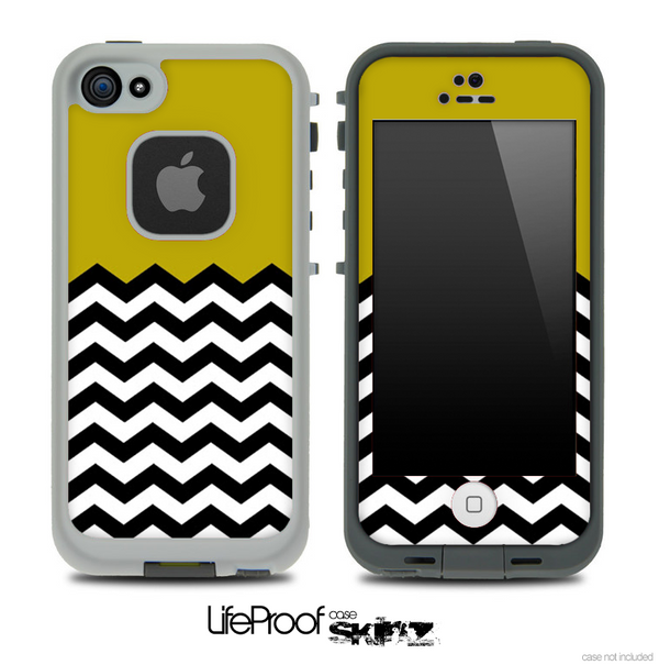 Solid Color Dark Gold and Chevron Pattern Skin for the iPhone 5 or 4/4s LifeProof Case