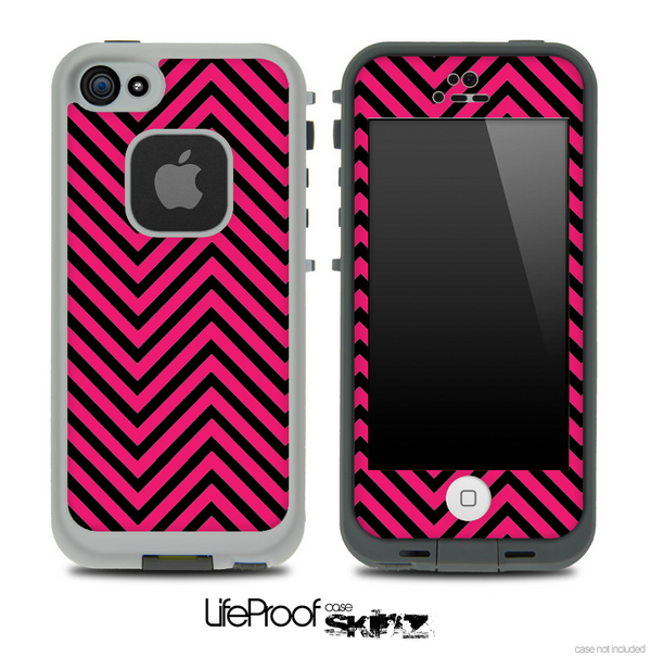V3 Chevron Pattern Pink and Black Skin for the iPhone 5 or 4/4s LifeProof Case