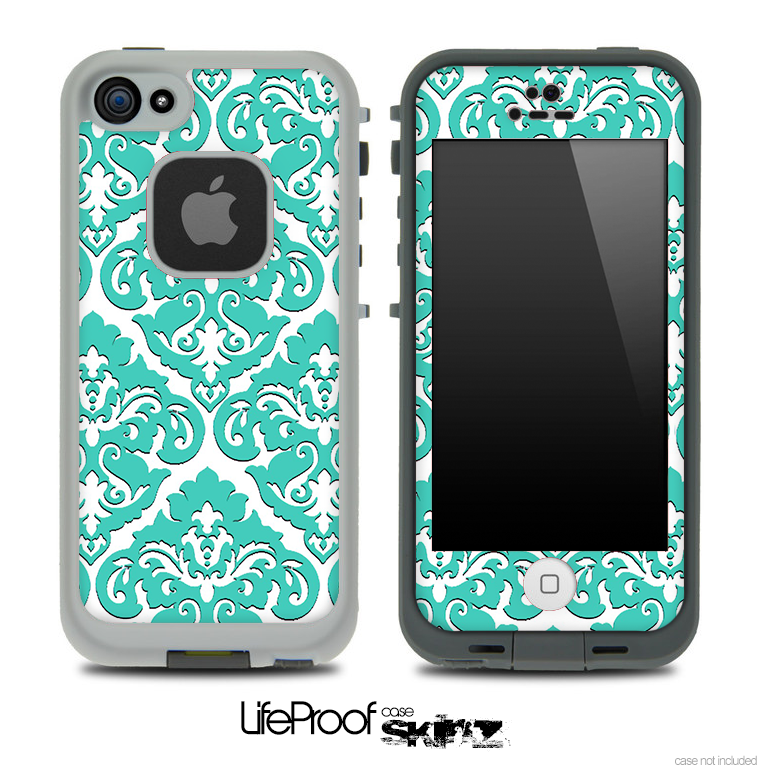 Delicate Pattern White and Green Skin for the iPhone 5 or 4/4s LifeProof Case