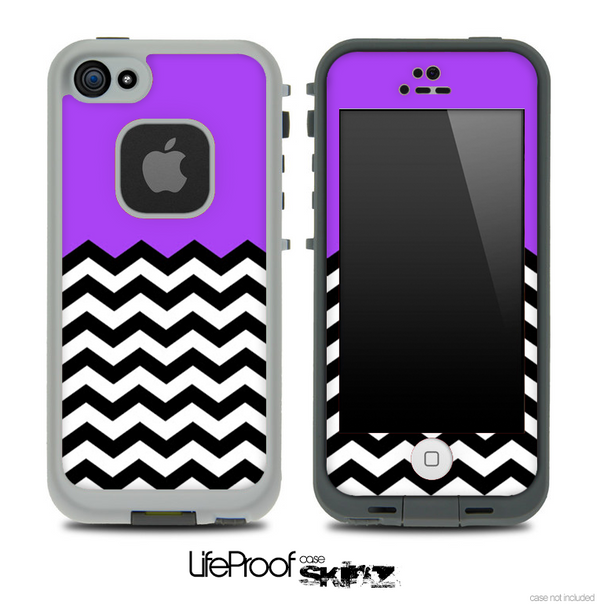 Solid Color Purple and Chevron Pattern Skin for the iPhone 5 or 4/4s LifeProof Case
