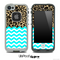 Mixed Cheetah Print and Turquoise Chevron Pattern Skin for the iPhone 5 or 4/4s LifeProof Case