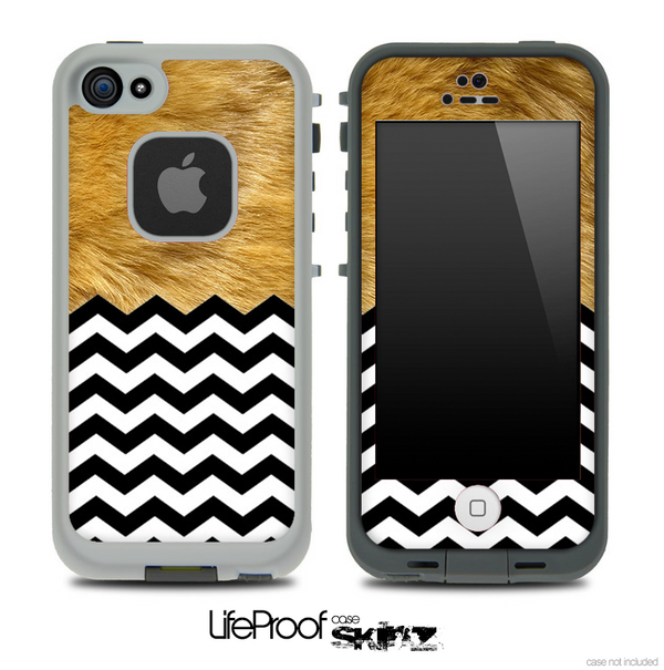 Mixed Furry Animal and Chevron Pattern Skin for the iPhone 5 or 4/4s LifeProof Case