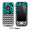 Mixed Neon Turquoise Cheetah and Chevron Pattern Skin for the iPhone 5 or 4/4s LifeProof Case