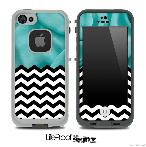 Mixed Turquoise Sheets and Chevron Pattern Skin for the iPhone 5 or 4/4s LifeProof Case
