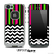 Mixed Pink and Green Striped and Chevron Pattern Skin for the iPhone 5 or 4/4s LifeProof Case