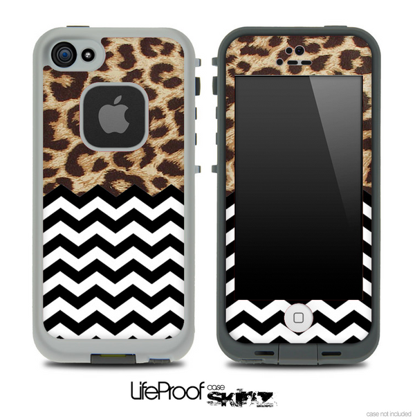 Mixed Simple Cheetah and Chevron Pattern Skin for the iPhone 5 or 4/4s LifeProof Case