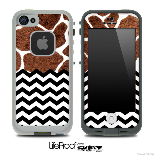Mixed Real Giraffe and Chevron Pattern Skin for the iPhone 5 or 4/4s LifeProof Case