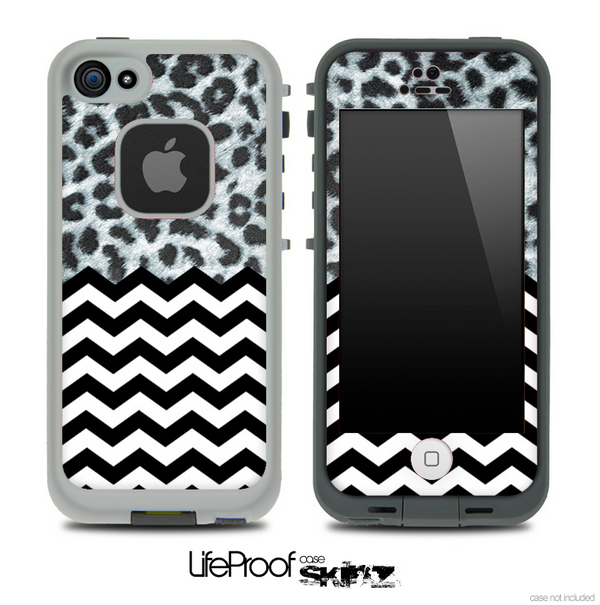 Mixed Real Leopard and Chevron Pattern Skin for the iPhone 5 or 4/4s LifeProof Case