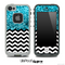 Mixed Turquoise Glimmer and Chevron Pattern Skin for the iPhone 5 or 4/4s LifeProof Case