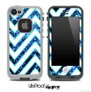 Large Chevron and Blue Sparkle V2 Skin for the iPhone 5 or 4/4s LifeProof Case