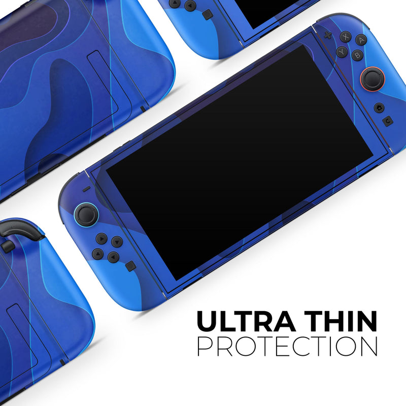 3D Blue Abstract Paper Cuts V1 // Skin Decal Wrap Kit for Nintendo Switch 2