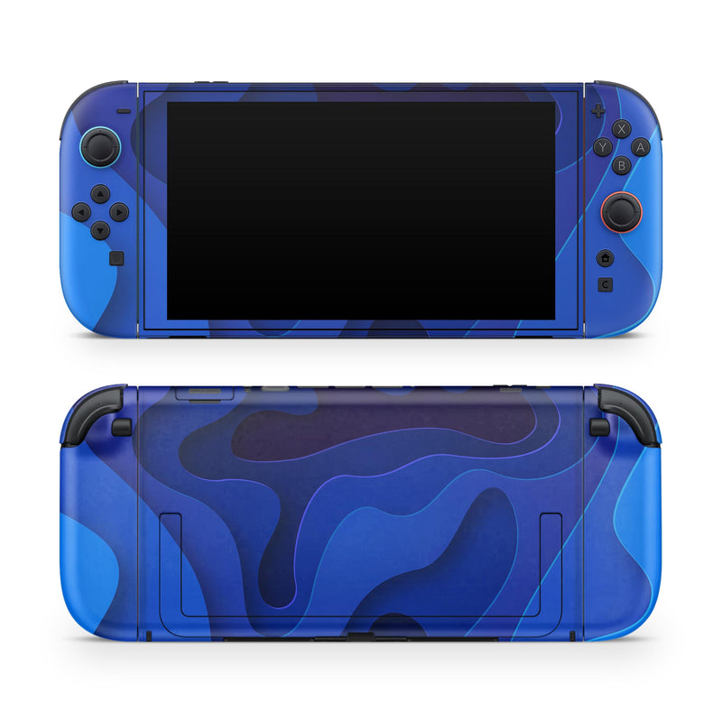 3D Blue Abstract Paper Cuts V1 // Skin Decal Wrap Kit for Nintendo Switch 2