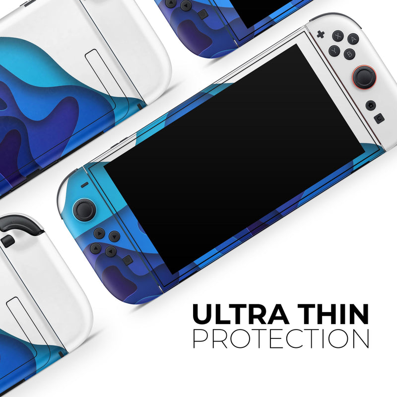 3D Blue Abstract Paper Cuts V2 // Skin Decal Wrap Kit for Nintendo Switch 2