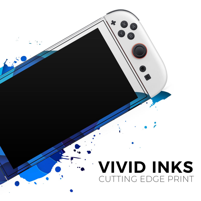 3D Blue Abstract Paper Cuts V2 // Skin Decal Wrap Kit for Nintendo Switch 2