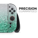 Aqua Green & Silver Glimmer Fade // Premium Vinyl Wrap Skin Kit Compatible with the Nintendo Switch 2