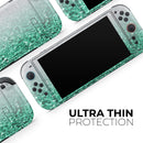 Aqua Green & Silver Glimmer Fade // Premium Vinyl Wrap Skin Kit Compatible with the Nintendo Switch 2