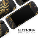 Black & Gold Marble Swirl V7 // Premium Vinyl Wrap Skin Kit Compatible with the Nintendo Switch 2