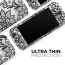 Black and White Geometric Floral // Premium Vinyl Wrap Skin Kit Compatible with the Nintendo Switch 2