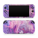 Blue & Pink Acrylic Abstract Paint V2 // Premium Vinyl Wrap Skin Kit Compatible with the Nintendo Switch 2