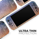 Blue and Orange Scratched Surface with Glowing Gold // Premium Vinyl Wrap Skin Kit Compatible with the Nintendo Switch 2