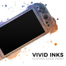 Blue and Orange Scratched Surface with Glowing Gold // Premium Vinyl Wrap Skin Kit Compatible with the Nintendo Switch 2