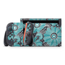 Bright Blue Accented Flower Illustration // Premium Vinyl Wrap Skin Kit Compatible with the Nintendo Switch 2