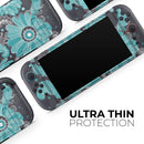 Bright Blue Accented Flower Illustration // Premium Vinyl Wrap Skin Kit Compatible with the Nintendo Switch 2
