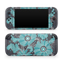 Bright Blue Accented Flower Illustration // Premium Vinyl Wrap Skin Kit Compatible with the Nintendo Switch 2