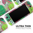 Bright Pink and Green Flowers // Premium Vinyl Wrap Skin Kit Compatible with the Nintendo Switch 2