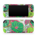 Bright Pink and Green Flowers // Premium Vinyl Wrap Skin Kit Compatible with the Nintendo Switch 2
