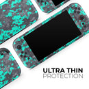 Bright Teal and Gray Digital Camouflage // Premium Vinyl Wrap Skin Kit Compatible with the Nintendo Switch 2