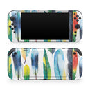 Bright Water Color Painted Feather // Premium Vinyl Wrap Skin Kit Compatible with the Nintendo Switch 2
