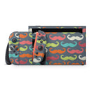 Colorful Scratched Mustache Pattern // Premium Vinyl Wrap Skin Kit Compatible with the Nintendo Switch 2