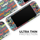 Colorful Scratched Mustache Pattern // Premium Vinyl Wrap Skin Kit Compatible with the Nintendo Switch 2