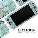 Cracked Teal Stone // Premium Vinyl Wrap Skin Kit Compatible with the Nintendo Switch 2