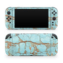 Cracked Teal Stone // Premium Vinyl Wrap Skin Kit Compatible with the Nintendo Switch 2