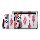 Crimson Feather Pattern // Premium Vinyl Wrap Skin Kit Compatible with the Nintendo Switch 2