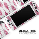 Crimson Feather Pattern // Premium Vinyl Wrap Skin Kit Compatible with the Nintendo Switch 2