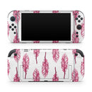 Crimson Feather Pattern // Premium Vinyl Wrap Skin Kit Compatible with the Nintendo Switch 2