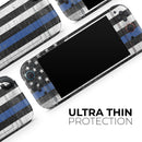 Distressed Wood Patriotic American Flag with Thin Blue Line // Premium Vinyl Wrap Skin Kit Compatible with the Nintendo Switch 2