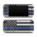 Distressed Wood Patriotic American Flag with Thin Blue Line // Premium Vinyl Wrap Skin Kit Compatible with the Nintendo Switch 2
