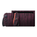 Falling Micro Hearts Over Burgundy Planks of Wood // Premium Vinyl Wrap Skin Kit Compatible with the Nintendo Switch 2